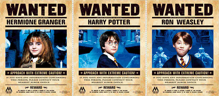Poster lenticular 3D - Harry Potter - trio mágico procurado - A967