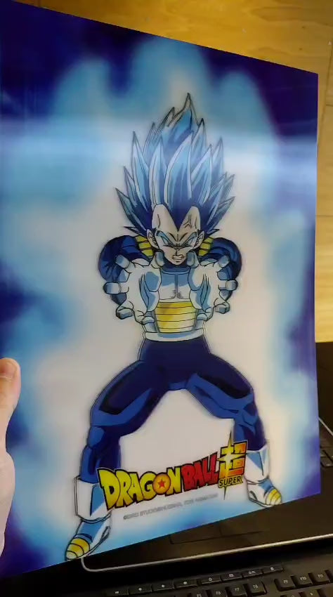Poster Lenticular A3 Vegeta Dragon Ball super - 2 movimentos